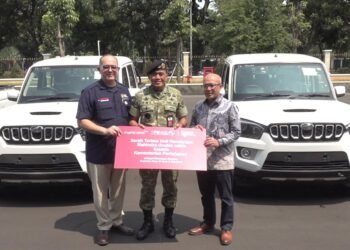 Kementerian Pertahanan menerima hibah empat unit kendaraan Scorpio Vigar dari PT Agrinas Pangan Nusantara