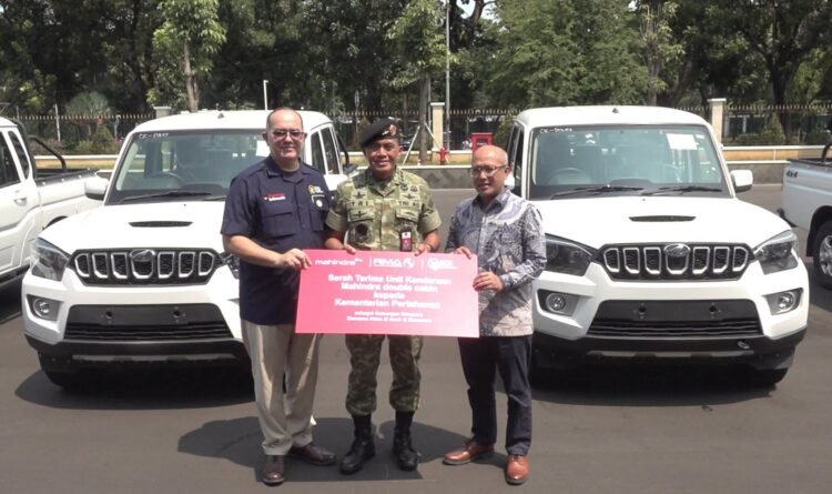 Kementerian Pertahanan menerima hibah empat unit kendaraan Scorpio Vigar dari PT Agrinas Pangan Nusantara
