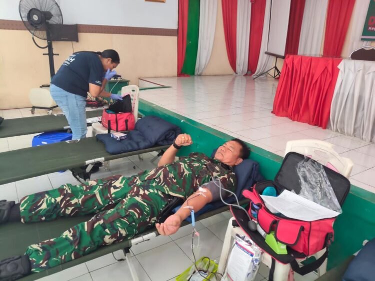 Wujud Kepedulian Terhadap Sesama, Kodim 1310/Bitung dan Koramil Jajaran Gelar Donor Darah Peringati HUT Persit Ke-80