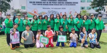 Tumbuhkan Semangat Kebersamaan, Persit KCK Cab. LXII Kodim 1310/Bitung, Olahraga Bersama dan Lomba Permainan Tradisional Peringati HUT Ke-80 Persit