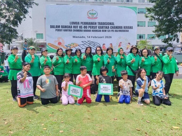 Tumbuhkan Semangat Kebersamaan, Persit KCK Cab. LXII Kodim 1310/Bitung, Olahraga Bersama dan Lomba Permainan Tradisional Peringati HUT Ke-80 Persit