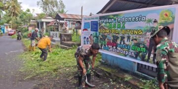 Turun Langsung Bersama Masyarakat, Personel Koramil Jajaran Kodim 1310/Bitung Terus Galakkan Aksi Gerakan Indonesia Asri