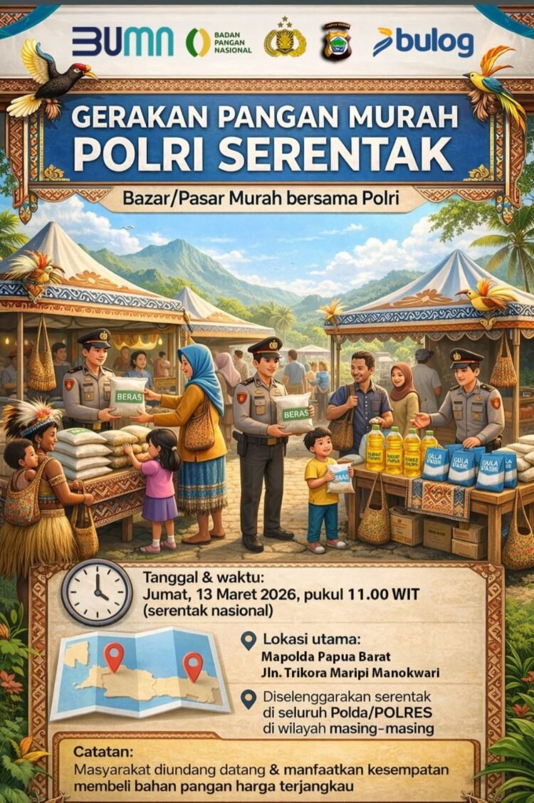 Polda Papua Barat Besok Gelar Pangan Murah Bersama Bulog
