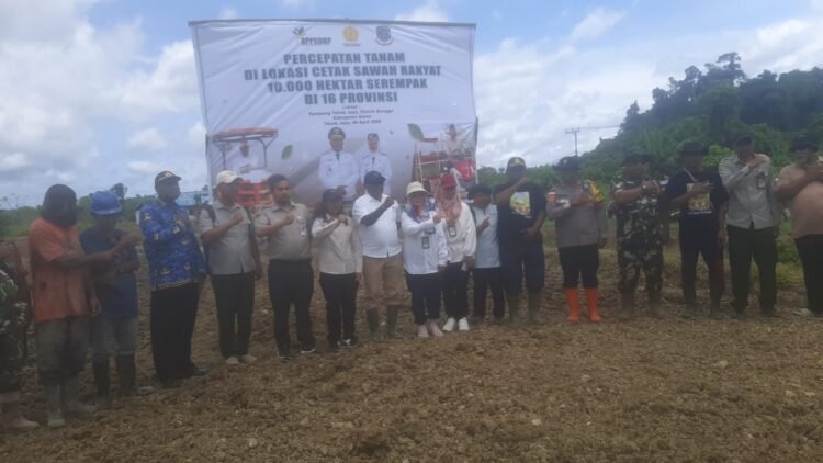 Kapolsek Bonggo Hadiri Kegiatan Percepatan Tanam Padi Gogo di Kampung Tetom Jaya