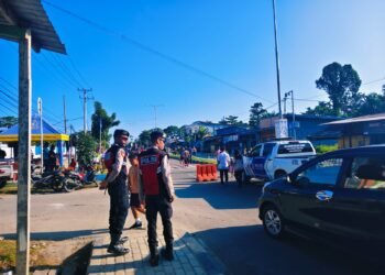 Personel Pos Shelter Sat Samapta Polres Sarmi Amankan Car Free Day di Mararena