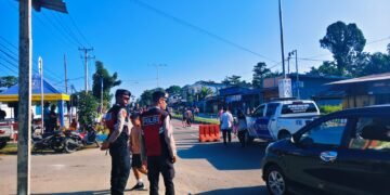 Personel Pos Shelter Sat Samapta Polres Sarmi Amankan Car Free Day di Mararena