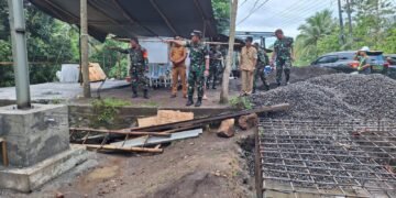 Pastikan Progres Pekerjaan Berjalan Lancar, Dandim 1310/Bitung Dampingi Danrem 131/Santiago Tinjau Pembangunan Jembatan Perintis Garuda di Wilayah Kodim 1310/Bitung