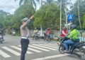Sat Lantas Polres Sarmi Intensifkan Strong Point Pagi di Sejumlah Titik Rawan