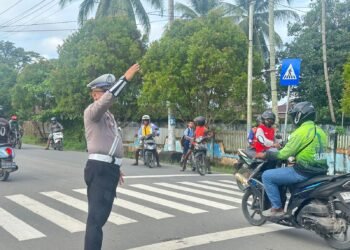 Sat Lantas Polres Sarmi Intensifkan Strong Point Pagi di Sejumlah Titik Rawan