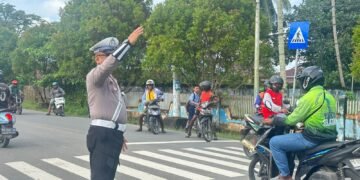 Sat Lantas Polres Sarmi Intensifkan Strong Point Pagi di Sejumlah Titik Rawan