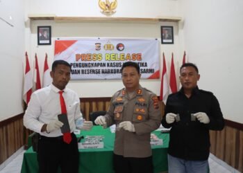 Kapolres Sarmi Pimpin Press Release Pengungkapan Kasus Ganja Seberat 61,98 Gram