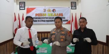 Kapolres Sarmi Pimpin Press Release Pengungkapan Kasus Ganja Seberat 61,98 Gram