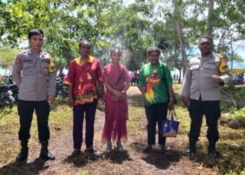 Kapolsek Bonggo Hadiri Sekaligus Laksanakan Pengamanan Ibadah Perayaan Pentakosta ke-II Lingkungan Klasis Bonggo