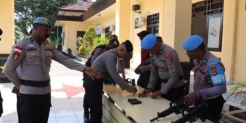 Tindak Lanjuti Arahan Polda, Sipropam Polres Sarmi Gelar Pemeriksaan Senjata Api Dinas Personel