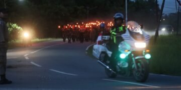 Obor Kemerdekaan Terangi Sarmi, Kapolres Hadiri Taptu HUT ke-81 RI