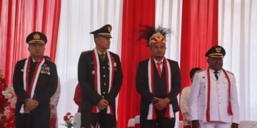 Tutup Rangkaian HUT ke-81 RI, Kapolres Sarmi Hadiri Upacara Penurunan Bendera