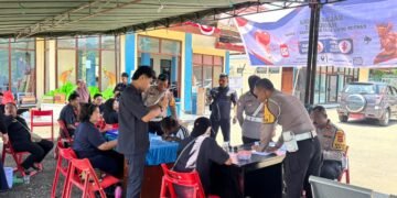 Sambut Hari Lalu Lintas Bhayangkara ke-71, Satlantas Polres Sarmi Turut Andil dalam Aksi Donor Darah