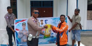 Sambut Hari Lalu Lintas Bhayangkara ke-71, Sat Lantas Polres Sarmi Berbagi Kepedulian di Gereja Efata