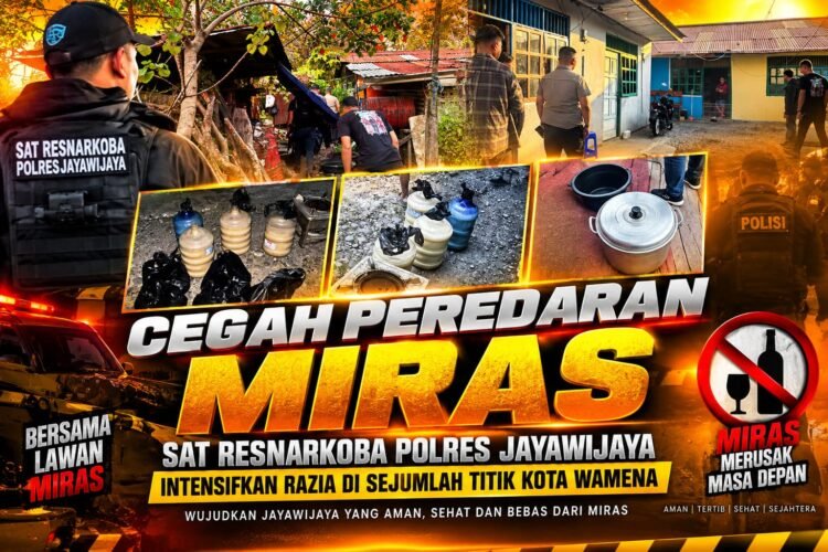 Cegah Peredaran Miras, Sat Resnarkoba Polres Jayawijaya Intensifkan Razia di Sejumlah Titik Kota Wamena