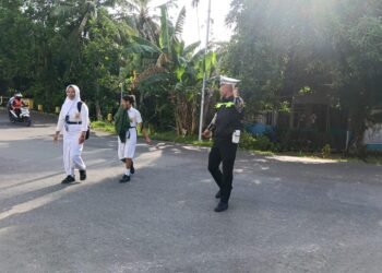Utamakan Keselamatan Pengguna Jalan, Sat Lantas Polres Sarmi Laksanakan Gatur Pagi