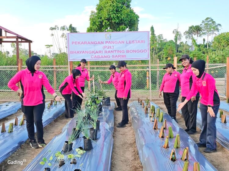 Bhayangkari Bonggo Gerakkan Ketahanan Pangan, Ratusan Bibit Ditanam di Lahan P2L