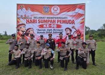 Dari Bonggo, Semangat Satu Nusa Satu Bangsa Terus Berkobar, Personel Polres Sarmi Dan Polsek Bonggo Hadiri Hari Sumpah Pemuda Ke-98